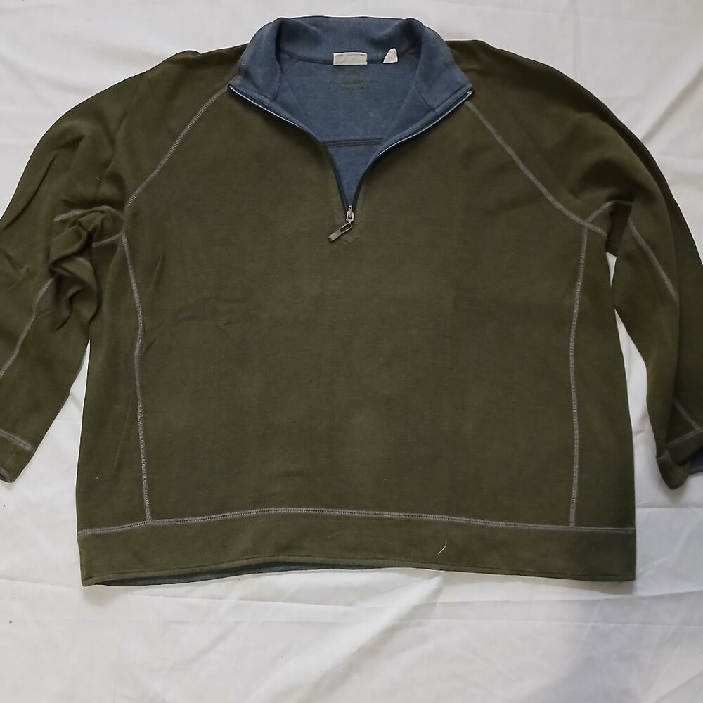 Tommy Bahama Mens‎ Green/Gray Quarter Zip Pullover Sweater Sz XXL